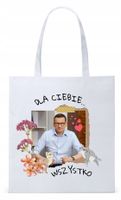 Mateusz Morawiecki Pis Torba Eco Biała Shopper Z Nadrukiem Ze Zdjęciem
