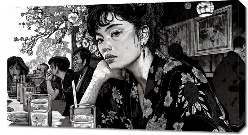 Obraz 90x50cm Czarne Kimono zdjęcie 1