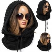 DUŻY KAPTUR Z WEŁNĄ BALACLAVA CIEPŁA CZAPKA DAMSKA PREMIUM KOLORY