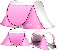 Namiot Plażowy Samorozkładający się dla Dzieci Różowy NILS Lekki POP-UP