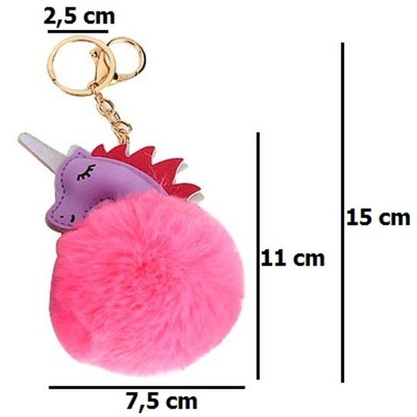 Brelok do kluczy pompon Jednorożec różowy zdjęcie 2