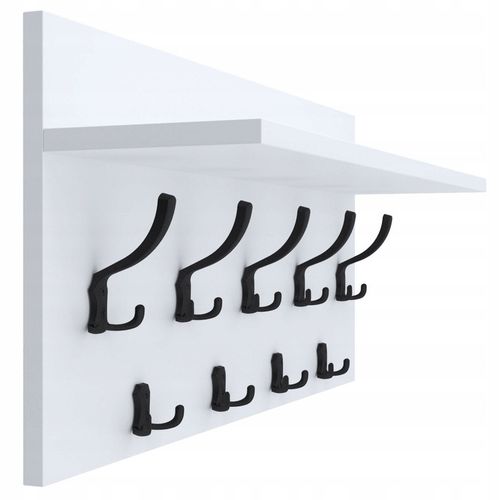 Wieszak na ubrania ścienny panelowy 9 haków 70x40 Biały na Arena.pl