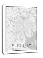Bruksela mapa czarno biała - obraz na płótnie 90x120 cm