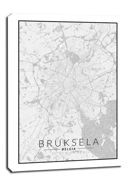 Bruksela mapa czarno biała - obraz na płótnie 70x100 cm zdjęcie 1