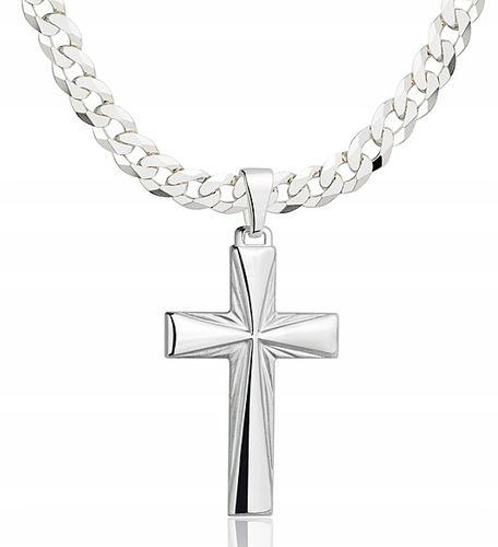 Łańcuszek Męski Srebrny Pancerka 5,00 mm z Krzyżykiem pr 925 Grawer Gratis na Arena.pl