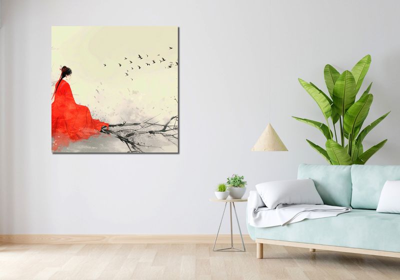 Obraz 100x100cm Diva Na Gałęzi zdjęcie 2