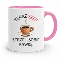 Kubek Różowy Dla Szefa Szef Strzeli Sobie Kawkę Z Nadrukiem Ze Zdjęciem