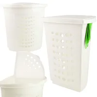 KOSZ NA PRANIE NAROŻNY 45L BIAŁY PLASTIKOWY Z WENTYLACJĄ DUŻY WYTRZYMAŁY