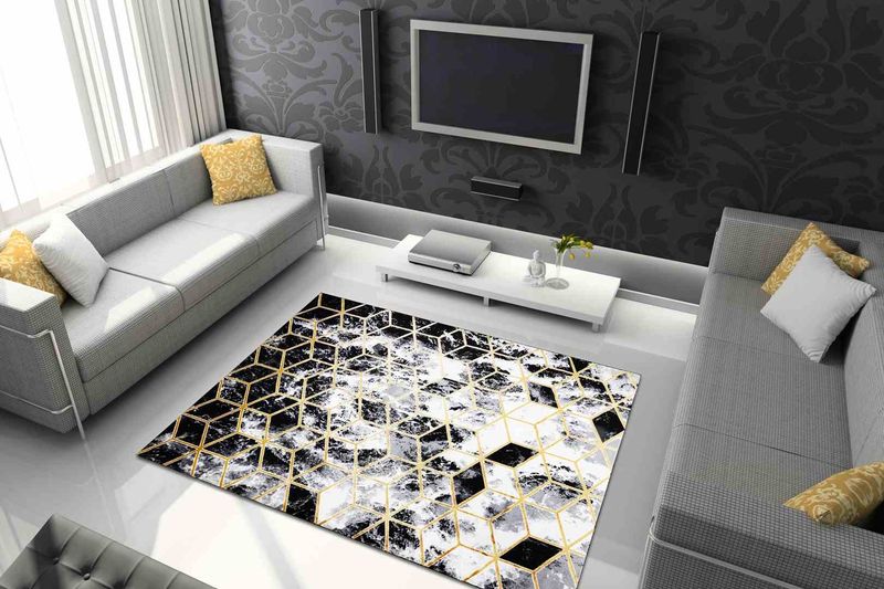 RUG/LU/MOSSE/HEXAGON/BLACK+GREY/70x250 zdjęcie 2