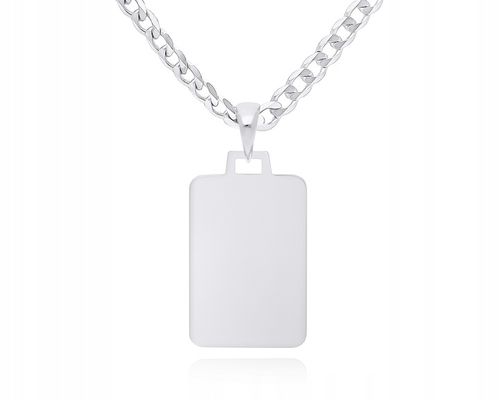 Zawieszka Srebrna Męska Gładka Blaszka Duża + Grawer Nieśmiertelnik pr. 925 na Arena.pl