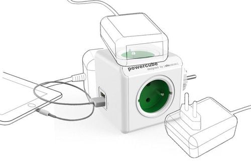 Listwa kostka allocacoc PowerCube 4 gniazda 230V +2xUSB 2.1A na Arena.pl