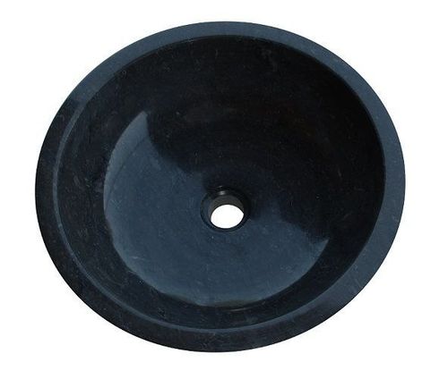 Umywalka z naturalnego kamienia Gemma 501 polerowany marmur Ø 50 cm Czarny na Arena.pl