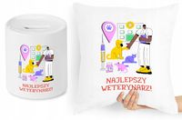 Dla Weterynarza Zestaw Poduszka + Skarbonka Z Nadrukiem Ze Zdjęciem
