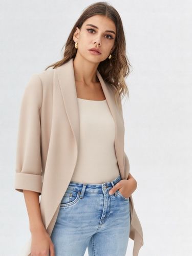 Marynarka damska żakiet NARZUTKA elegancka model MIA damska BEŻOWY na Arena.pl