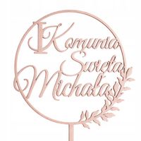 Topper personalizowany I Komunia Święta Imię Napis Tort Pierwsza dekoracja