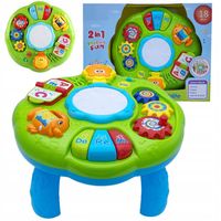 STOLIK EDUKACYJNY PANEL MUZYCZNY Z BĘBENKIEM 6W1 Światła Dźwięki NAUKA