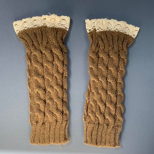 Miękkie Wełniane Ocieplacze na Ręce Przedramiona 23x7cm Brązowe Uniwersalne na Arena.pl