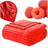 KOC WYTŁACZANY PASKI CZEROWNY 200X220 CM POKROWIEC NA ŁÓŻKO NARZUTA DUŻA