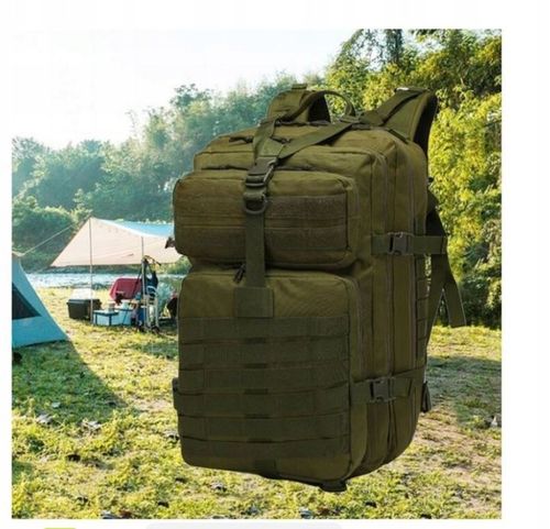 DUŻY PLECAK WOJSKOWY PODRÓŻNY TURYSTYCZNY TAKTYCZNY MILITARNY 45L + FLAGA na Arena.pl
