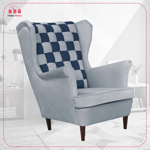 Fotel uszak Carol Duo skandynawski Family Meble siwo granatowy, stal na Arena.pl