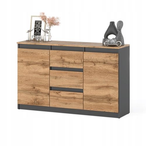 Komoda 120cm szafka z szufladami Antracyt Wotan Aga lux do salonu duza na Arena.pl