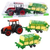 Traktor Rolniczy Farmerski Z Zielono-Żółtą Przyczepą Czerwony 50cm