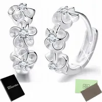 KOLCZYKI SREBRNE 925 KÓŁKA DLA DZIEWCZYNKI DZIECI KOLCZYKI KWIATKI RODOWANE