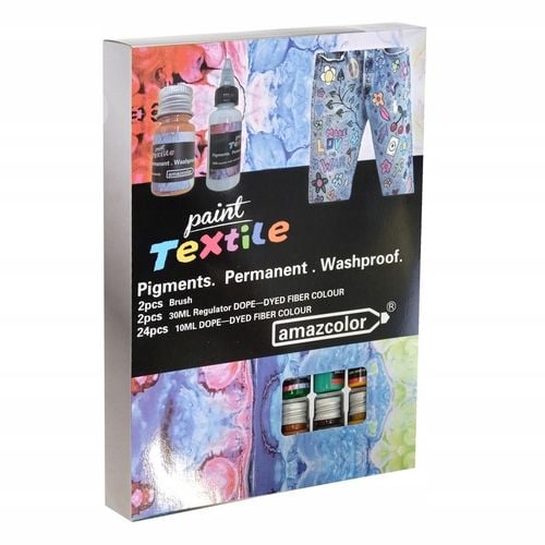 Farby do Ubrań Tkanin Malowania na Tkaninach Zestaw 24 x Barwnik + 2 Pędzle na Arena.pl