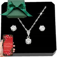 Srebrny komplet damski 925 cyrkonie idealny zestaw prezentowy dla niej