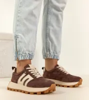 Czekoladowe Skórzane Sneakersy Na Platformie Filippo 41
