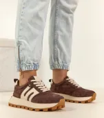 Czekoladowe Skórzane Sneakersy Na Platformie Filippo 37
