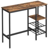 Stół barowy 110x40 w stylu loft rustykalny brąz z uchwytami na napoje