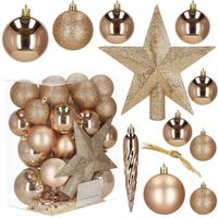BOMBKI NA CHOINKĘ STROIK 33 SZT CHOINKOWE 8/6/5 ZESTAW NIETŁUKĄCE + GWIAZDA