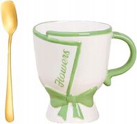 Kubek ceramiczny ręcznie malowany z łyżeczką