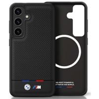Etui BMW Leather Tricolor Stripe MagSafe do Samsung Galaxy S25+ czarny