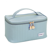 Kosmetyczka Rozkładana Pikowany Kuferek Niebieski Denim Ks71