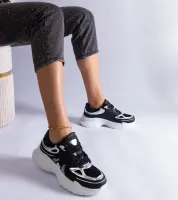 Czarne sneakersy damskie ze srebrnymi wstawkami Gaytan 38