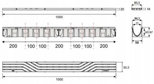 Odwodnienie Liniowe Kanał Slim A15(do 1,5T) parking garaż kratka NOWY na Arena.pl