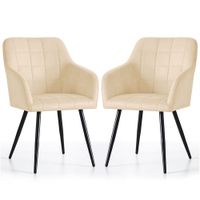 2x Krzesło welurowe tapicerowane do salonu LUXANO Beżowe Czarne nogi