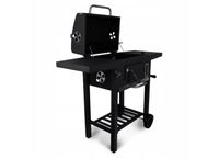 Duży Grill węglowy z pokrywą i kółkami ŻELIWNY RUSZT POPIELNIK + TERMOMETR