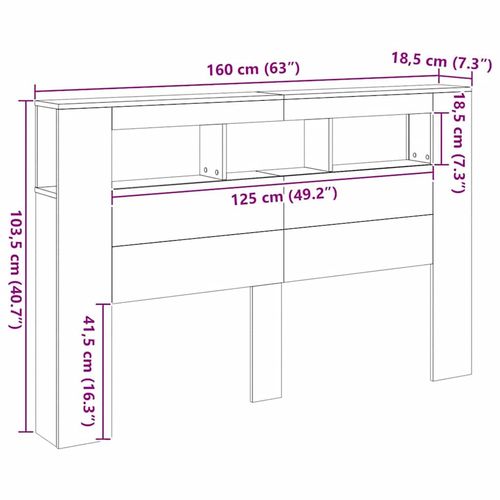 Wezgłowie łóżka z LED, dąb artisan, 160x18,5x103,5 cm na Arena.pl