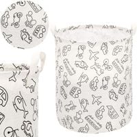 Kosz do przechowywania zabawek i ubrań 43 L pojemnik z uszami biało-czarny w pojazdy