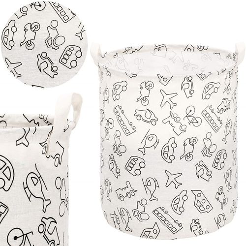 Kosz do przechowywania zabawek i ubrań 43 L pojemnik z uszami biało-czarny w pojazdy na Arena.pl