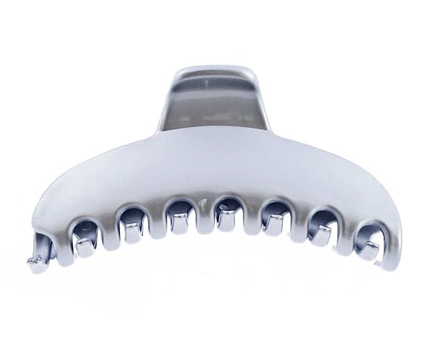 Francuska klamra do włosów srebrna 4 x 8,7 cm zdjęcie 1