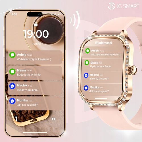 SMARTWATCH DLA KOBIETY DAMSKI ZEGAREK ROZMOWY MENU POLSKIE PULS + 3 PASKI na Arena.pl