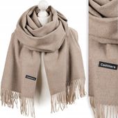 GRUBY MODNY SZALIK PIĘKNY CIEPŁY SZAL ELEGANCKI BEŻOWY MOCCA