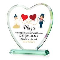 Szklana statuetka SERCE Prezent podziękowania dla ŚWIADKOWEJ ślub wesele