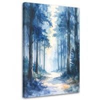 Obraz do salonu sypialni biura, Mglisty Las Pastelowy Krajobraz