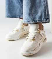 Beżowe sneakersy z łączonych materiałów Malas 39