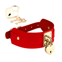 obróżka z kłódką heart lock & key collar burgundy/gold kinky diva